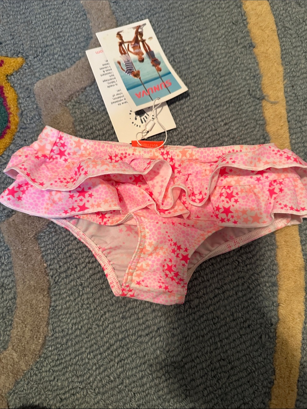 Pink Ruffle Star Kids Bikini Bottoms